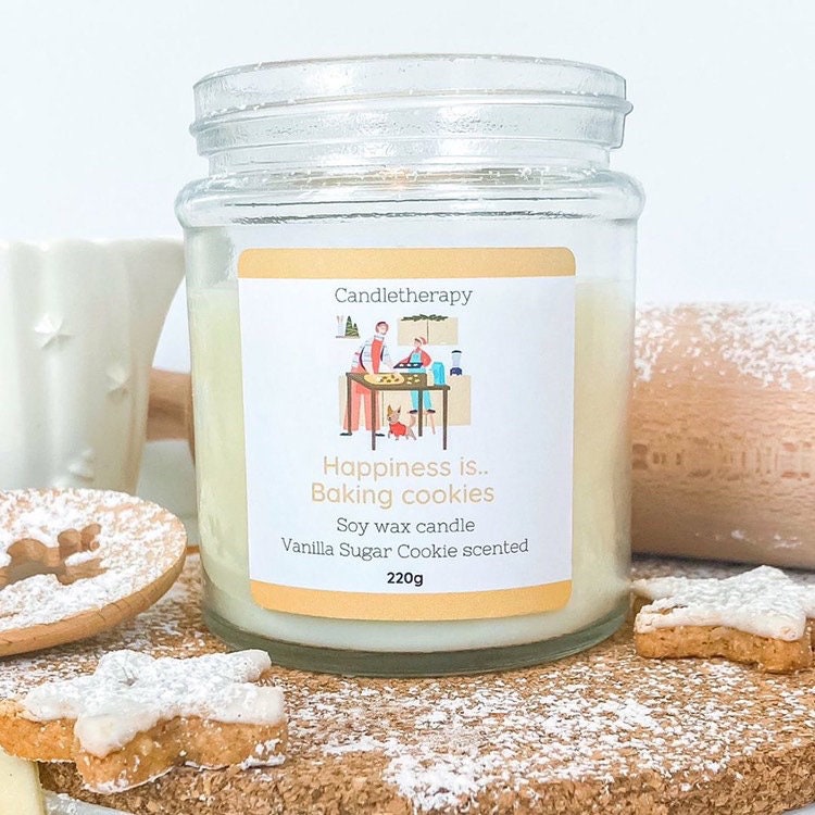 Vanilla sugar cookies scented candle from soy wax // 220g, Soy Wax, gift idea, cookies, candle in jar, gift for her, valentinesdaygift