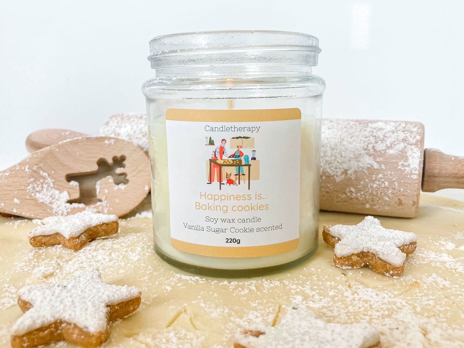 Vanilla sugar cookies scented candle from soy wax // 220g, Soy Wax, gift idea, cookies, candle in jar, gift for her, valentinesdaygift